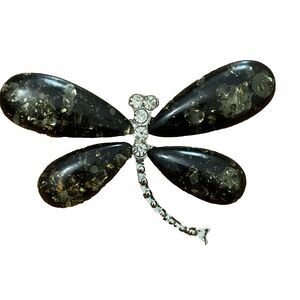 Dragonfly Rhinestone Brooch Pin Costume Jewelry